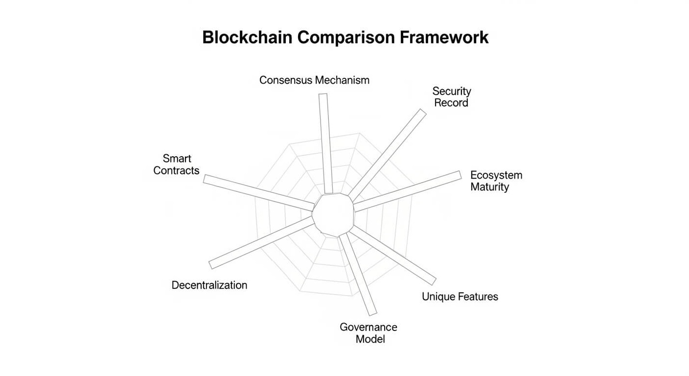 Graphic of blockchain comparison factors