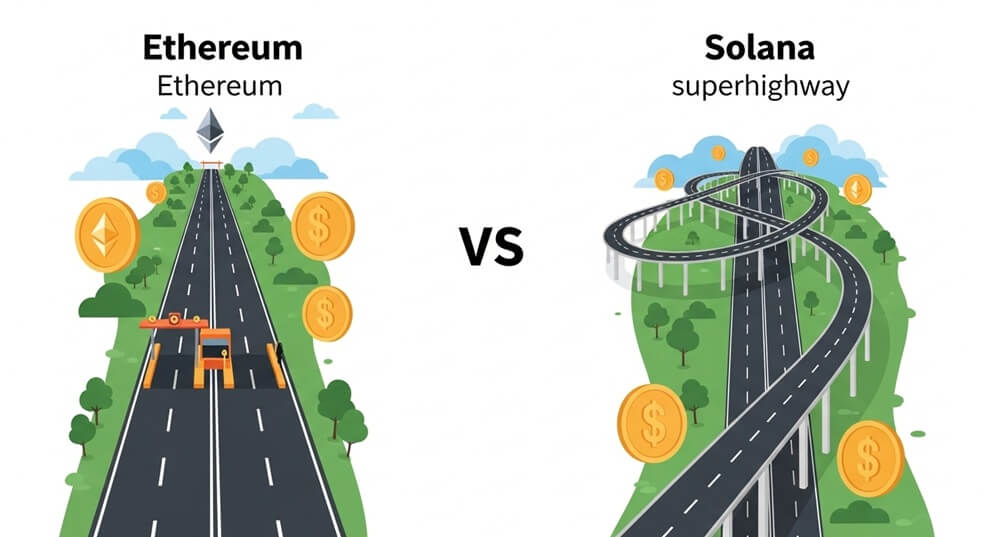Chart comparing Ethereum and Solana performance