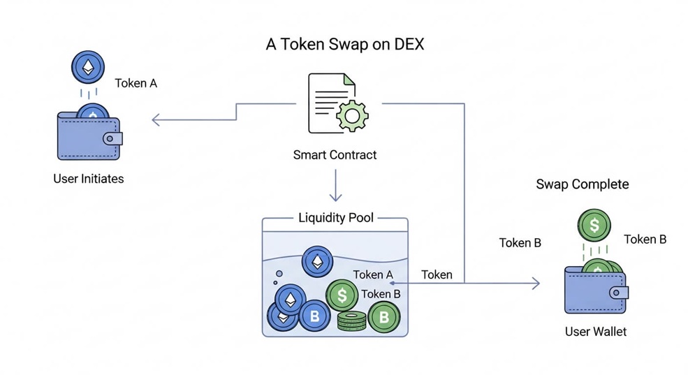 Diagram of DEX token swap