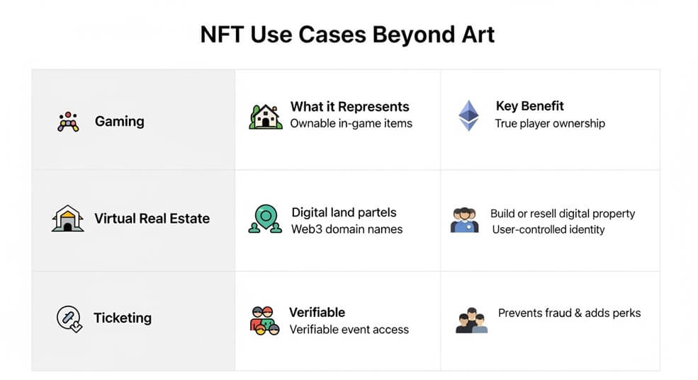 Table-style graphic comparing use-case categories